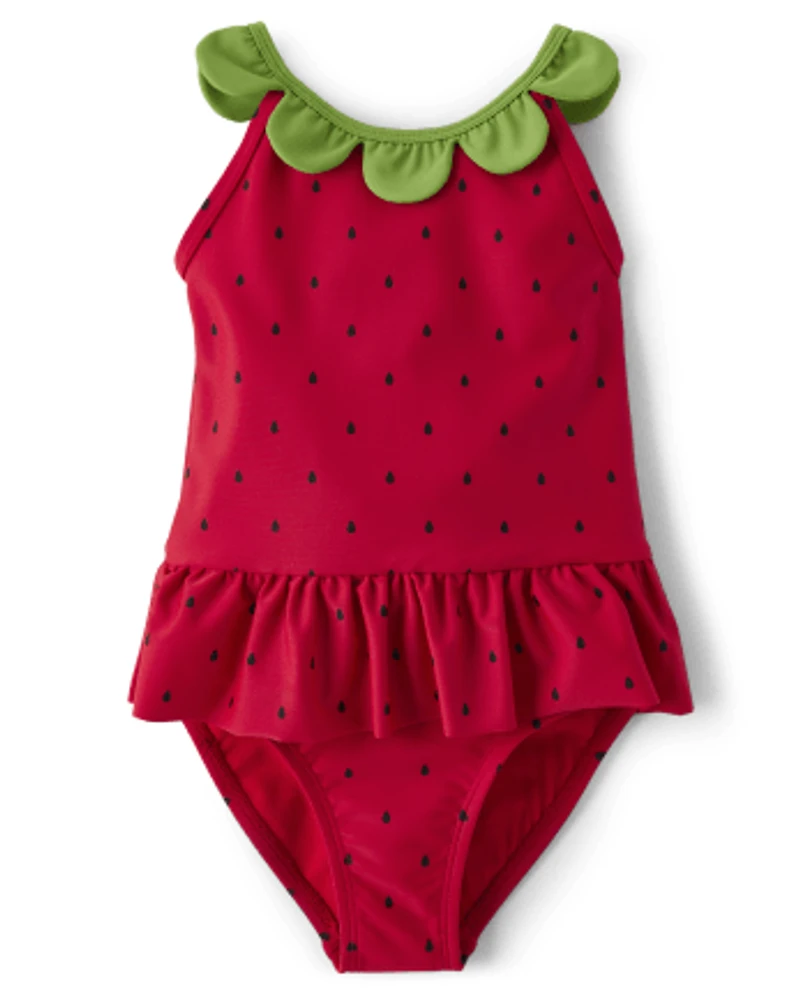 Girls Strawberry One Piece Swimsuit - Swim