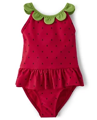 Girls Strawberry One Piece Swimsuit - Swim