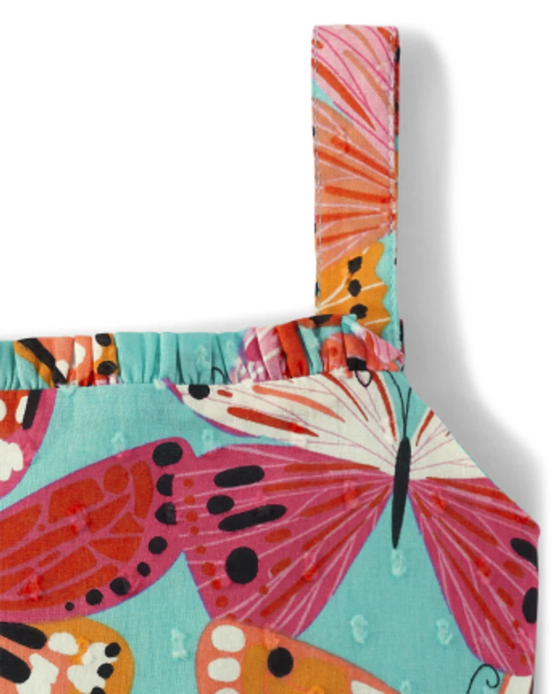 Girls Butterfly Hanky Hem Dress - Little Essentials