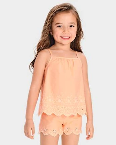 Girls Eyelet 2-Piece Outfit Set - Little Essentials