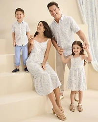 Womens Matching Family Palm Leaf Ruffle Dress - Little Essentials