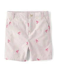 Boys Schiffli Flamingo Chino Shorts - Seaside Palms