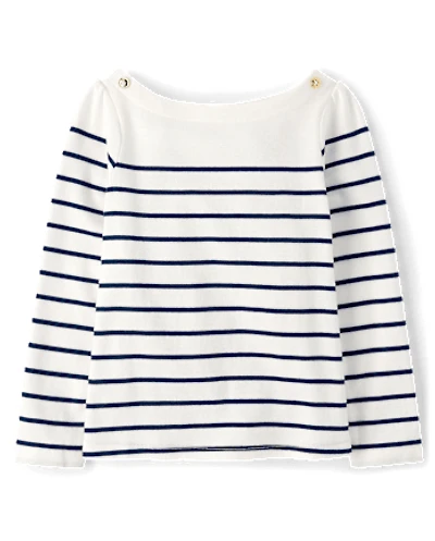 Girls Striped Boat Neck Top - Classroom Cutie