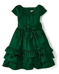 Girls Ruffle Bow Fit And Flare Dress - All Dressed Up