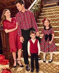 Girls Plaid Bow Fit And Flare Dress - All Dressed Up