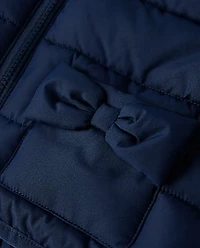 Girls Quilted Bow Puffer Vest - Little Essentials