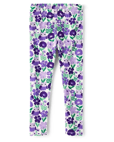 Girls Floral Owl Leggings - Classroom Cutie