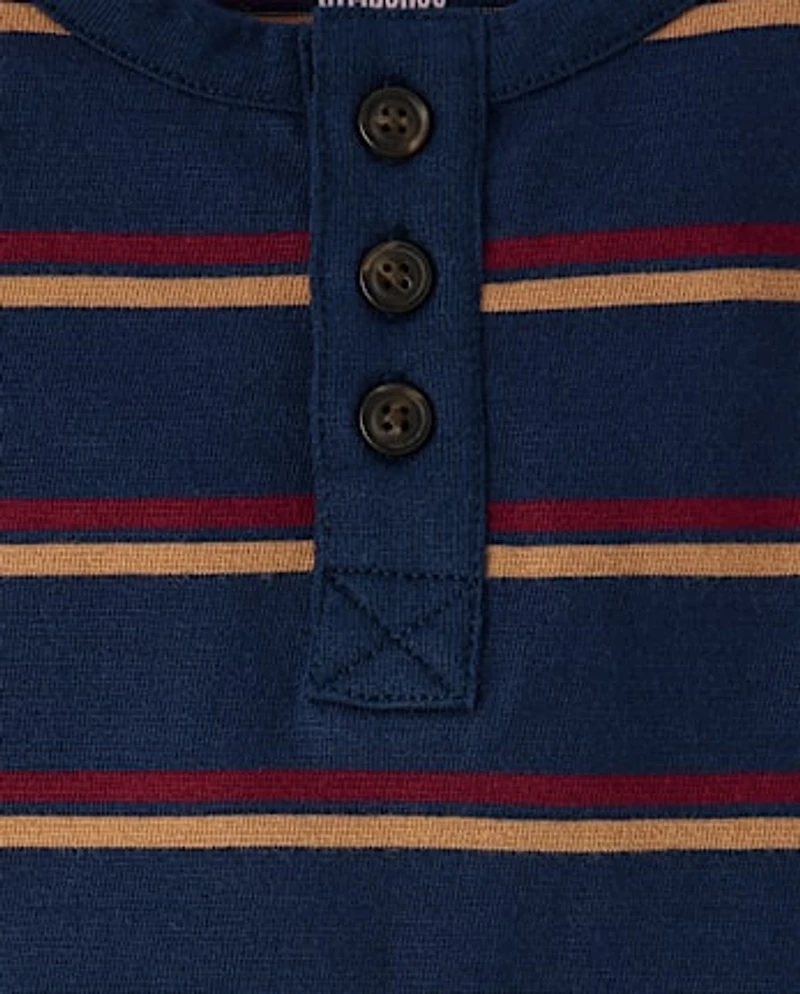 Boys Striped Henley Top - Classroom Cutie