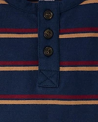 Boys Striped Henley Top - Classroom Cutie