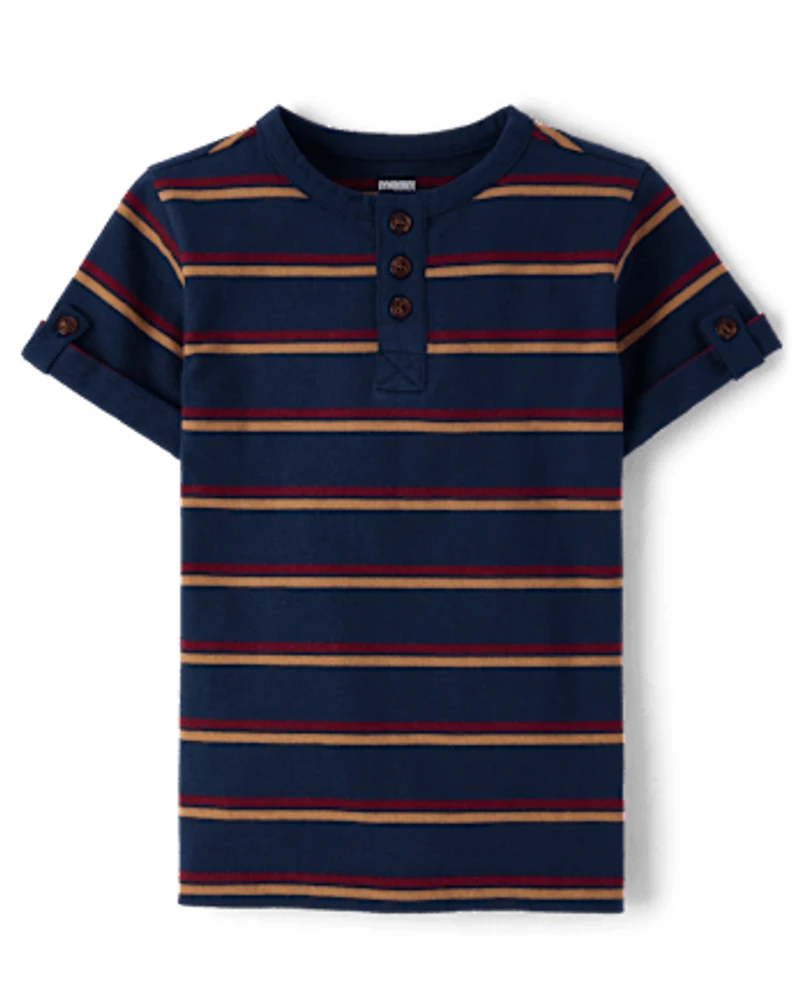 Boys Striped Henley Top - Classroom Cutie