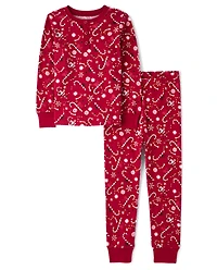 Pyjama en coton ajusté Henley Candy Cane pour enfants - Gymmies