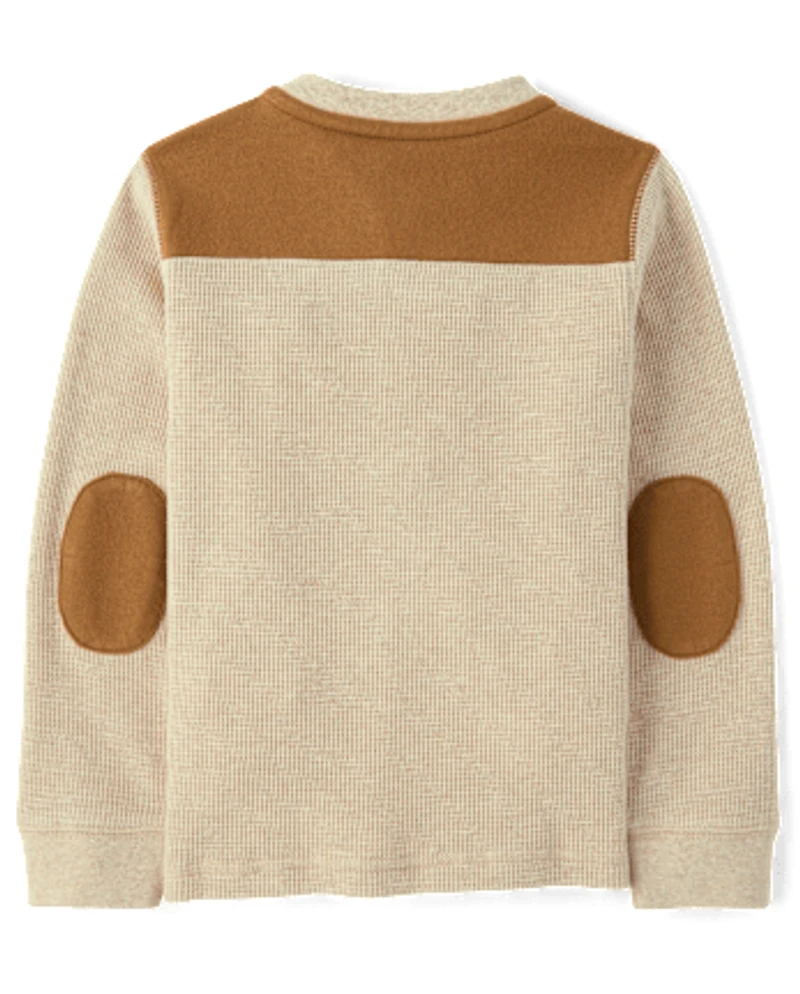 Boys Colorblock Thermal Henley Top - Little Essentials