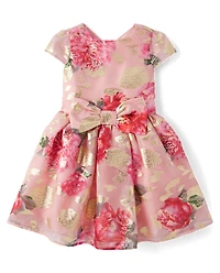 Girls Metallic Floral Fit And Flare Dress - Tiny Dancer