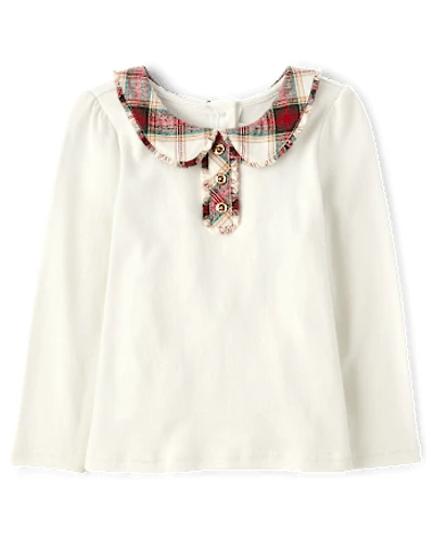 Girls Plaid Collar Top