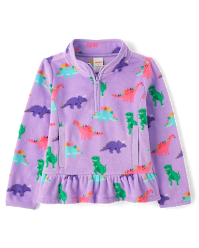 Girls Dino Microfleece Half Zip Pullover - Little Essentials