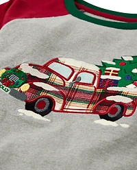 Boys Plaid Truck Raglan Top - Holiday Express