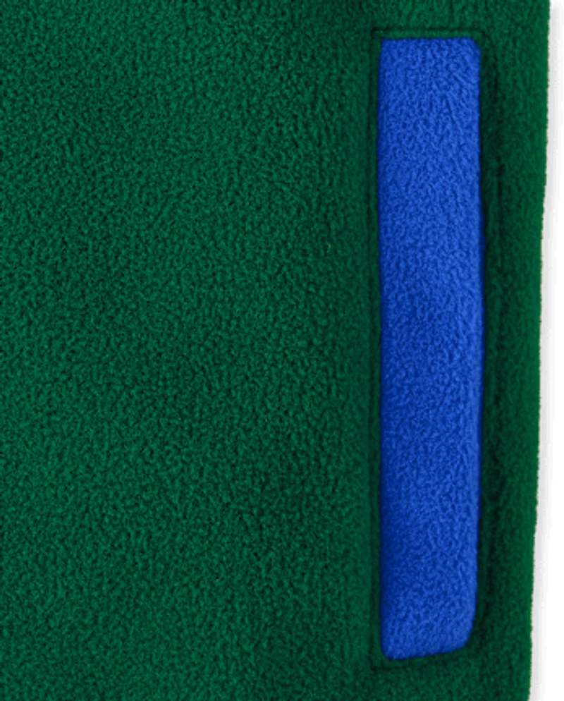 Boys Colorblock Half Button Microfleece Pullover - Little Essentials