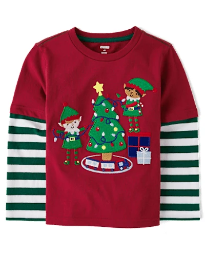 Boys Elf Layered Top - Holiday Express