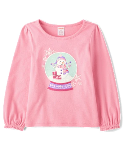 Girls Snow Globe Top - Little Snowflake