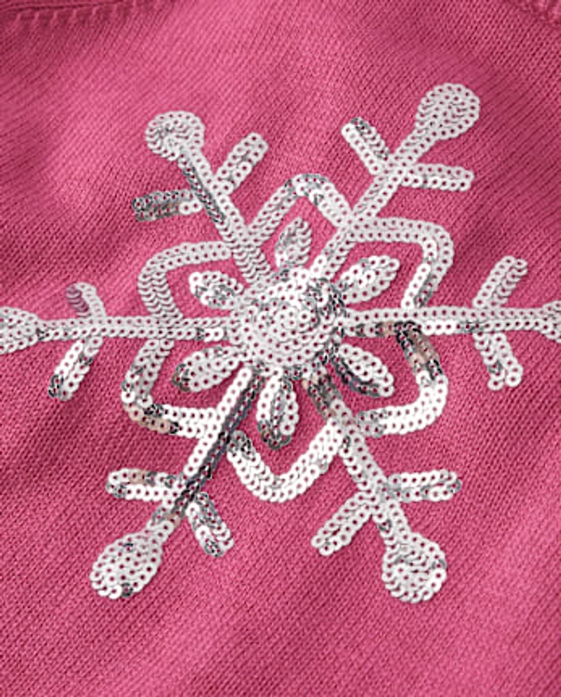 Girls Sequin Snowflake Sweater - Little