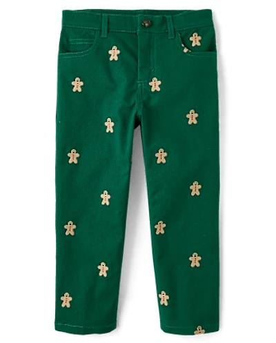 Boys Schiffli Gingerbread Pants - Holiday Express