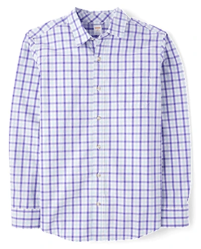 Mens Dad And Me Plaid Poplin Button Up Shirt - Lavender Fields