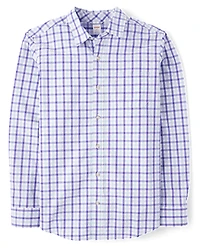 Mens Dad And Me Plaid Poplin Button Up Shirt - Lavender Fields