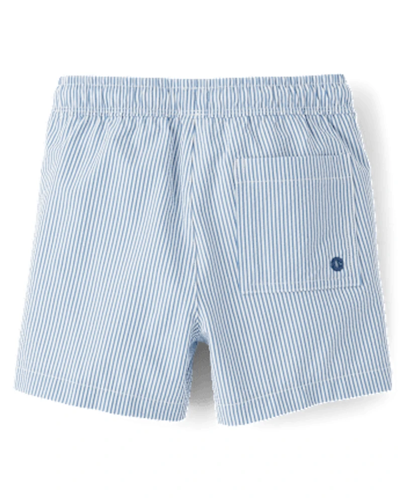 Boys Seersucker Swim Trunks