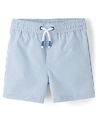 Boys Seersucker Swim Trunks