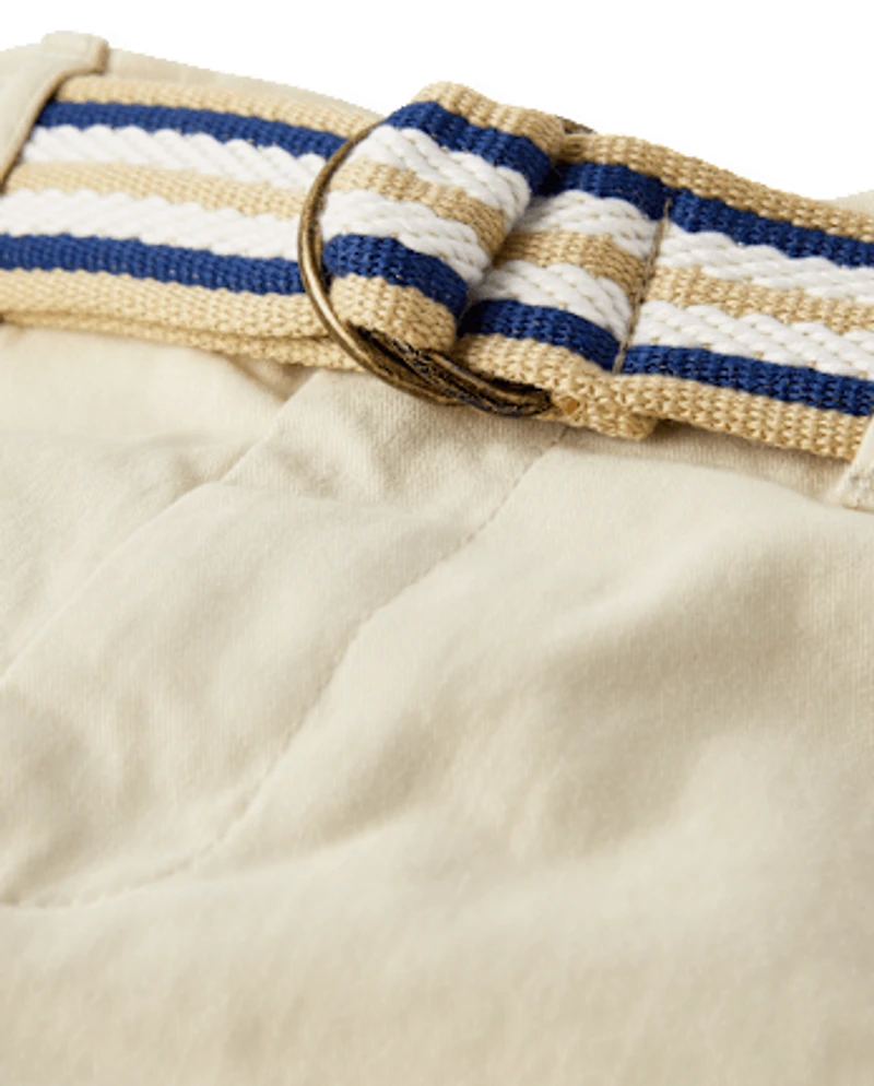 Boys Belted Chino Pants - Garden Party