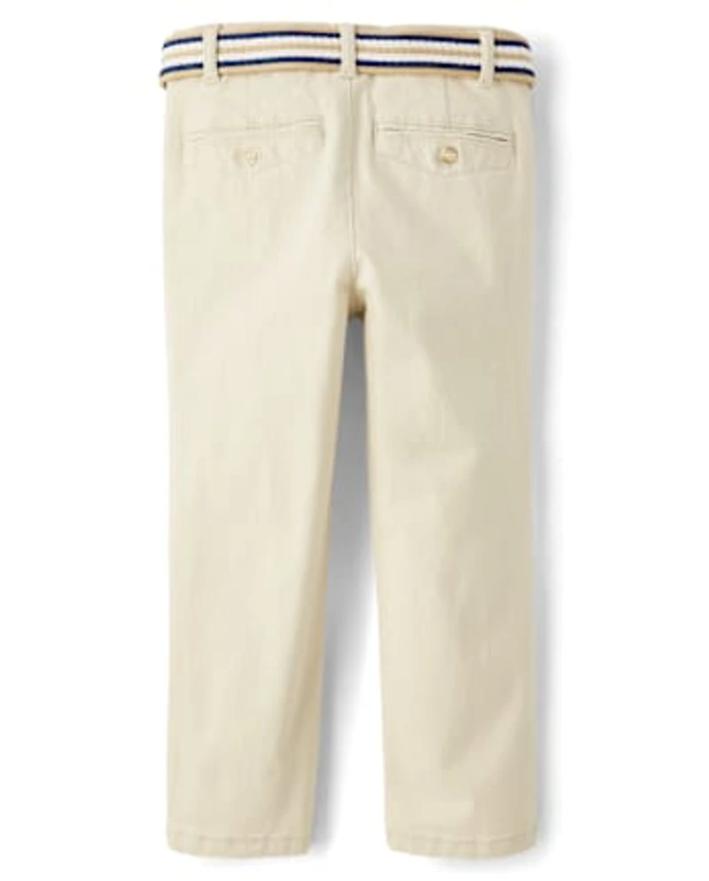Boys Belted Chino Pants - Garden Party