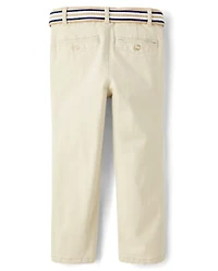 Boys Belted Chino Pants - Garden Party