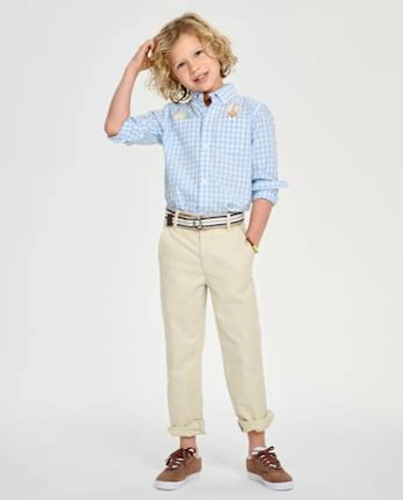 Boys Belted Chino Pants - Garden Party