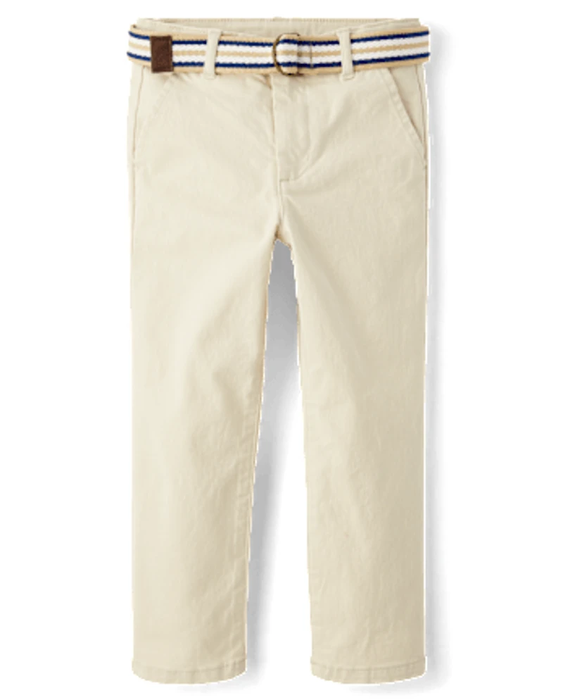 Boys Belted Chino Pants - Garden Party