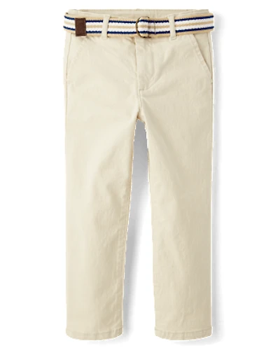 Boys Belted Chino Pants - Garden Party