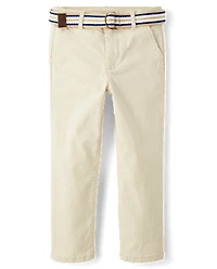 Boys Belted Chino Pants - Garden Party