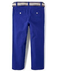 Boys Belted Chino Pants - Blue Belle