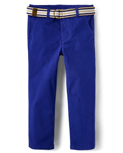 Boys Belted Chino Pants - Blue Belle