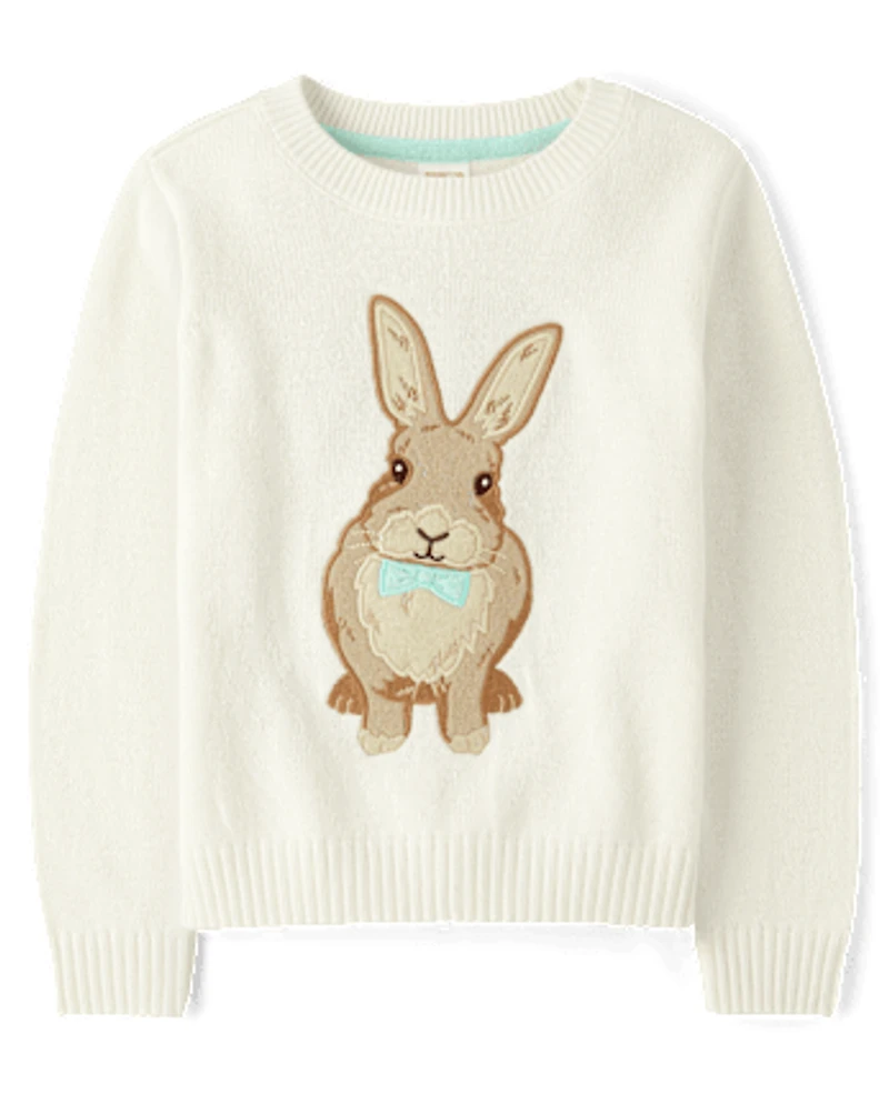 Boys Embroidered Bunny Sweater - Spring Celebrations