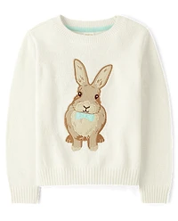 Boys Embroidered Bunny Sweater - Spring Celebrations