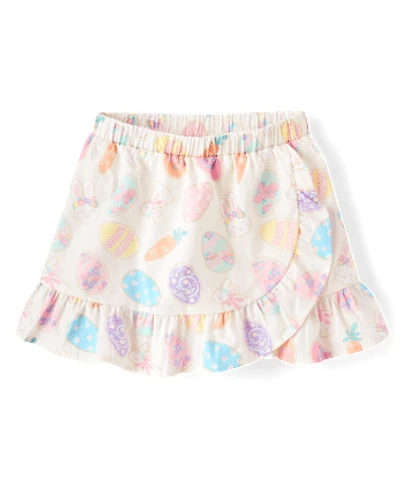 Girls Easter Egg Ruffle Wrap Skort - Garden Party