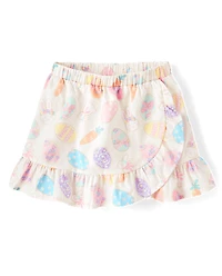 Girls Easter Egg Ruffle Wrap Skort - Garden Party