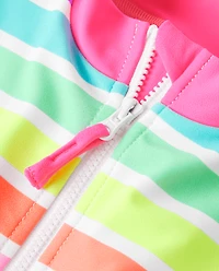 Girls Print Rashguard One Piece Swimsuit - Swim