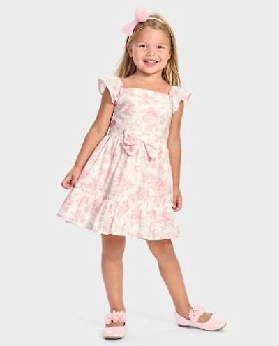 Girls Floral Ruffle Tiered Dress - Blushing Blooms