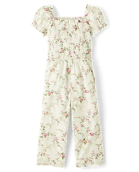 Combinaison fleurie à smocks pour fille - Blushing Blooms