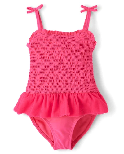 Girls Smocked Tutu One Piece Swimsuit - Swim