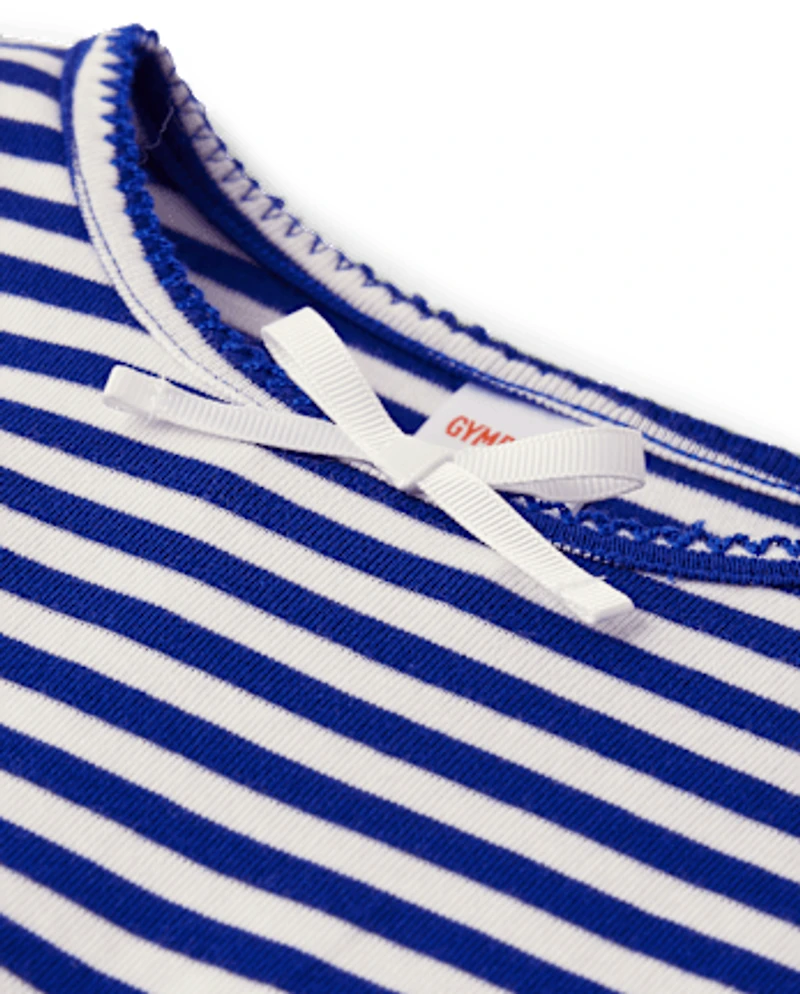 Girls Striped Fit And Flare Dress