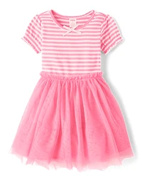 Girls Striped Fit And Flare Dress