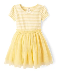 Girls Striped Fit And Flare Dress