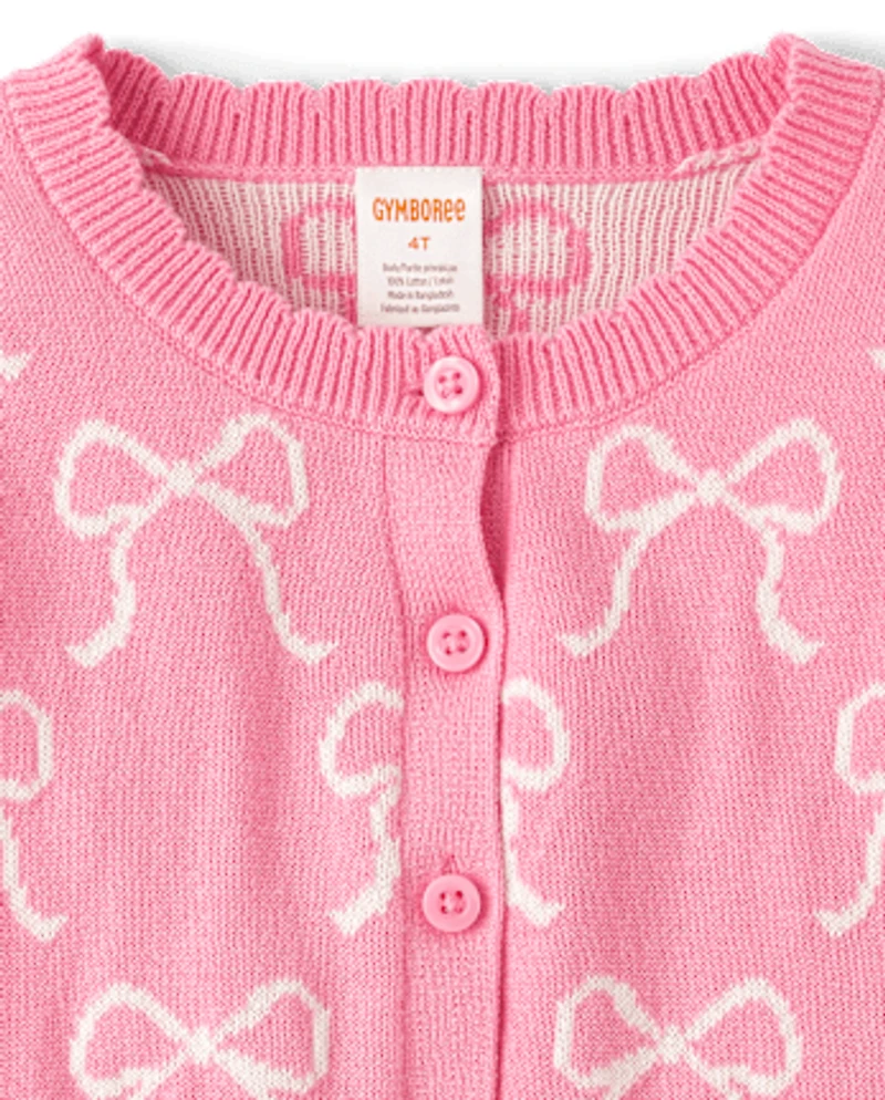 Cardigan à nœud pour fille - Blushing Blooms